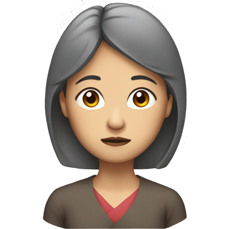 middle aged asian woman sad standing emoji