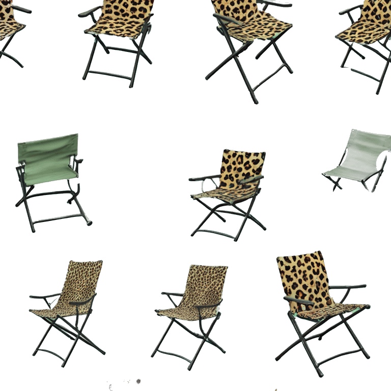 Realistic mint green and leopard print pattern camping folding chair isolated.  emoji