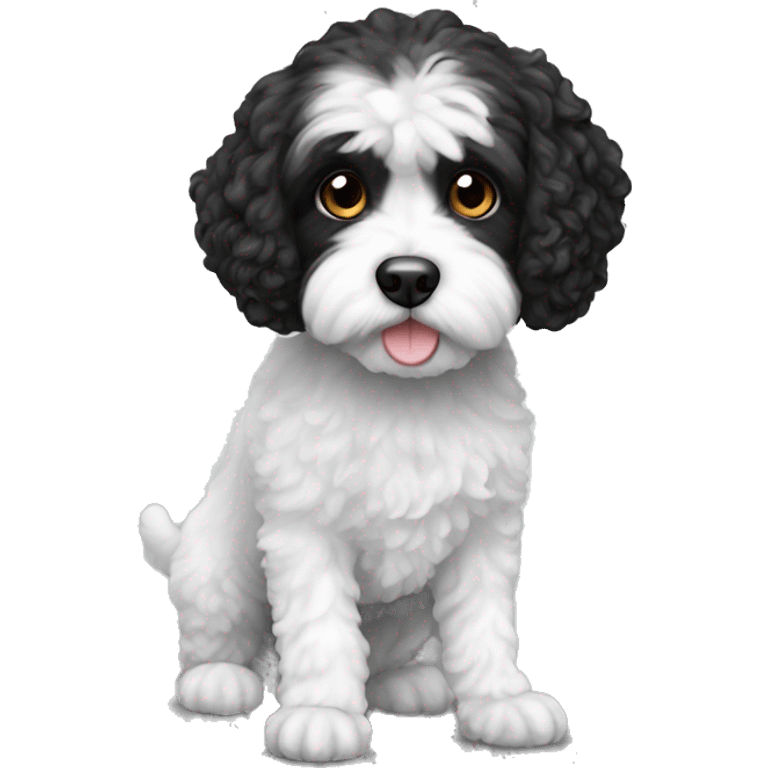 white and black cavapoo emoji