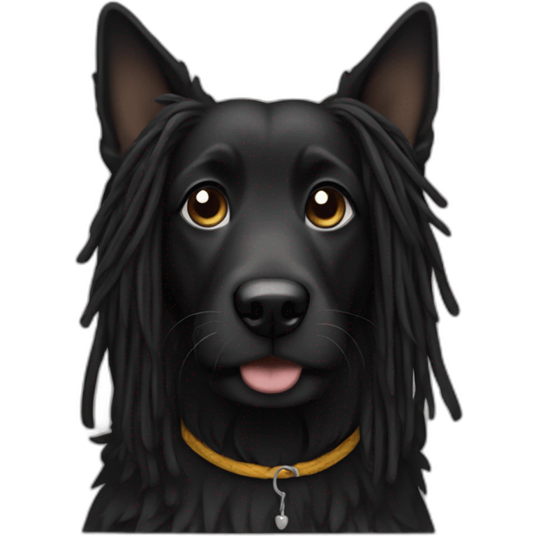 black dog with dreadlocks emoji