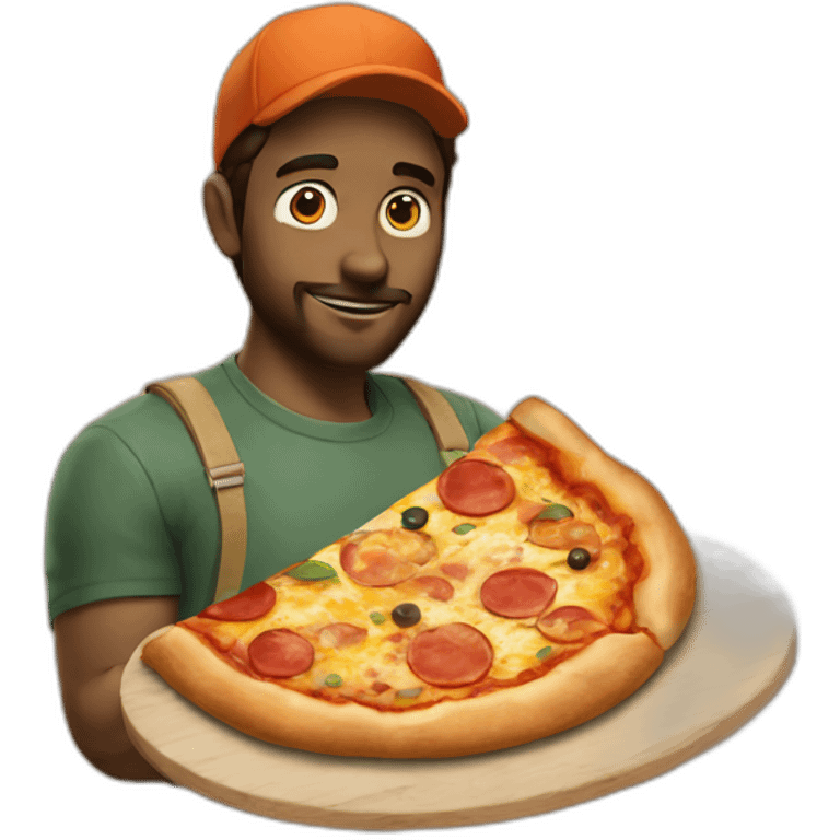 Leon con una pizza emoji