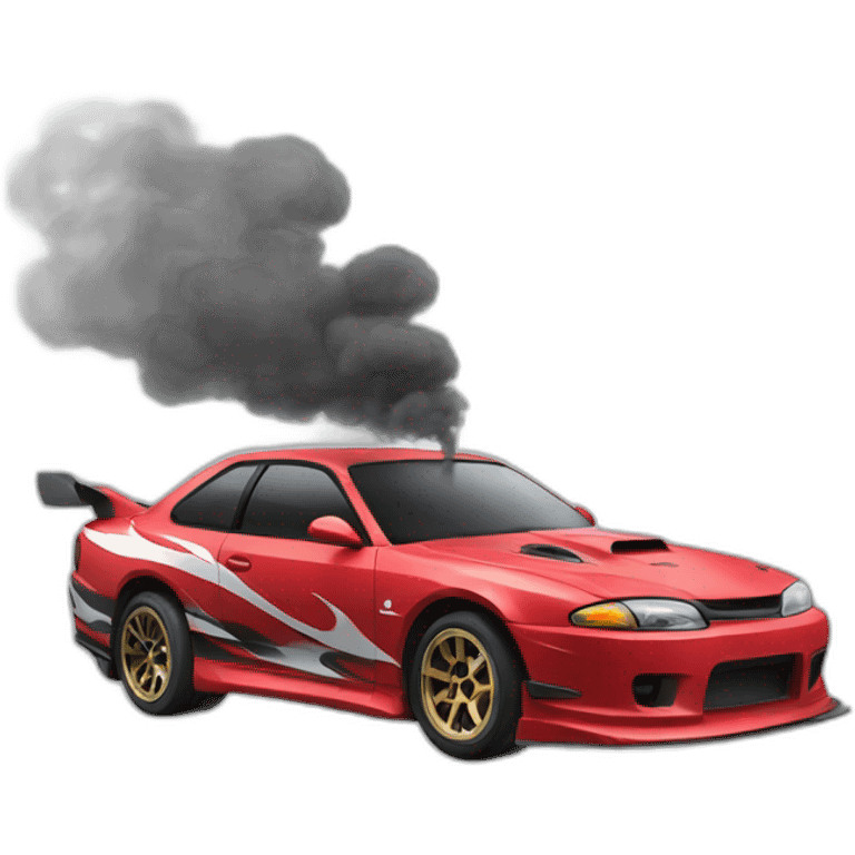 Drift car with smoke emoji