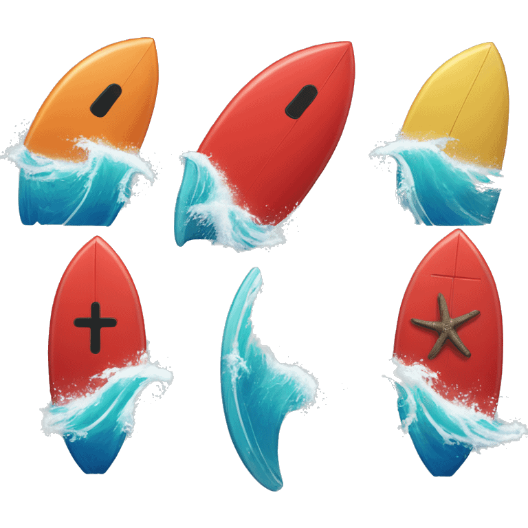 Marine red buoy mixed with a surfboard and a wave on behalf emoji