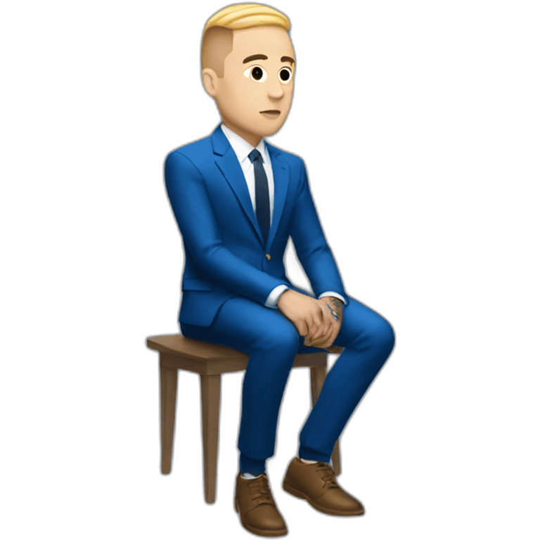 mac miller with a blonde comb over skin fade wearing a blue suit on computer emoji