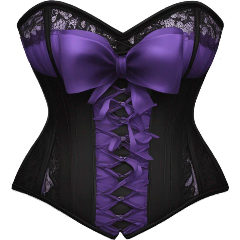 Black purple corset with lace and bow emoji