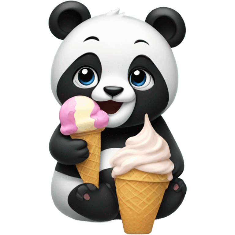 Panda eating ice cream emoji