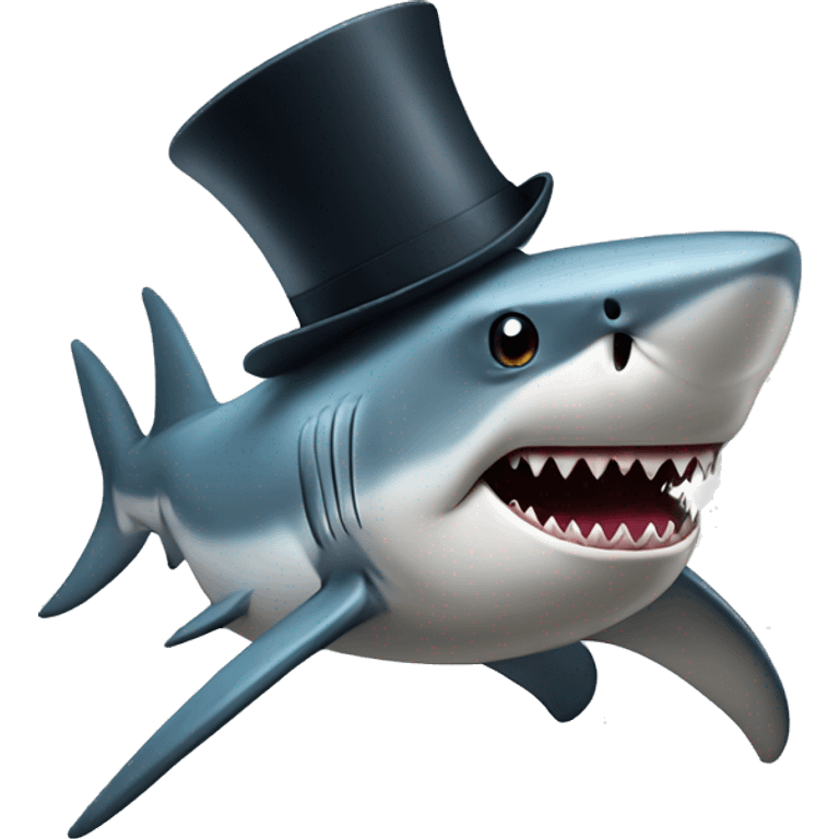 Shark with a top hat emoji