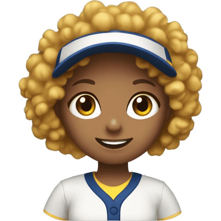 Curly haired girl wearing her softball uniform  emoji