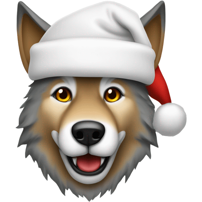 wolf white santa hat emoji