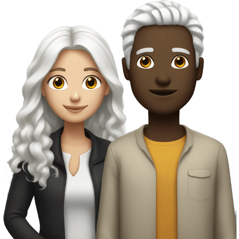 White guy, with black girl with white hair emoji