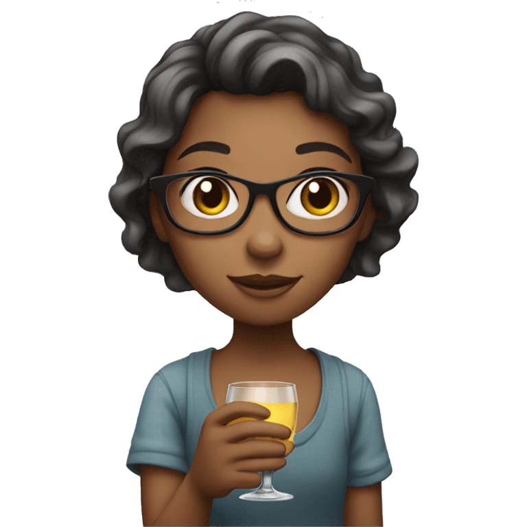 A girl holding a glass emoji