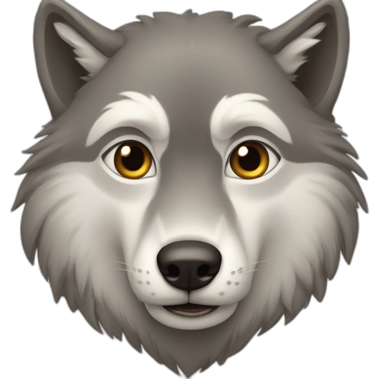 Loup gris yeux marron emoji