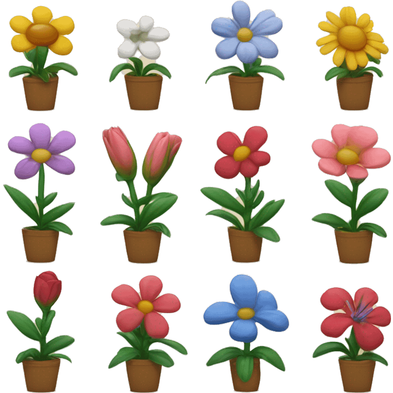 five different flowers in five different boxes emoji