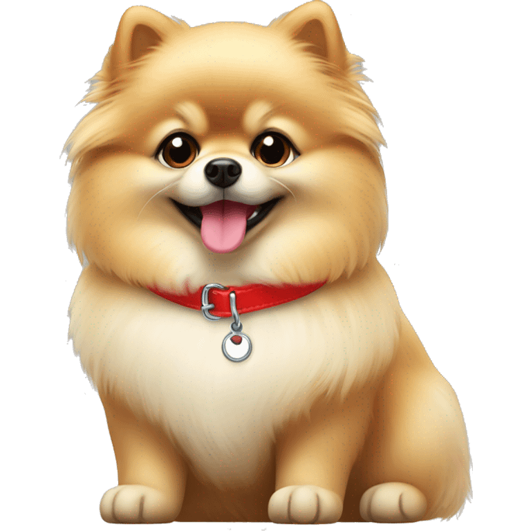 Pomeranian with red collar emoji