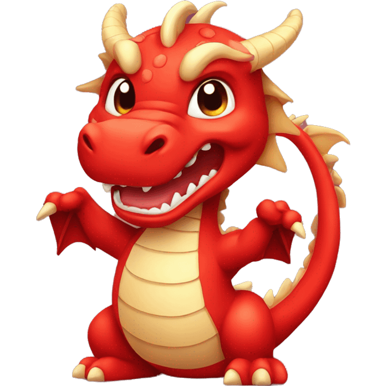 happ cute red chinese dragon emoji