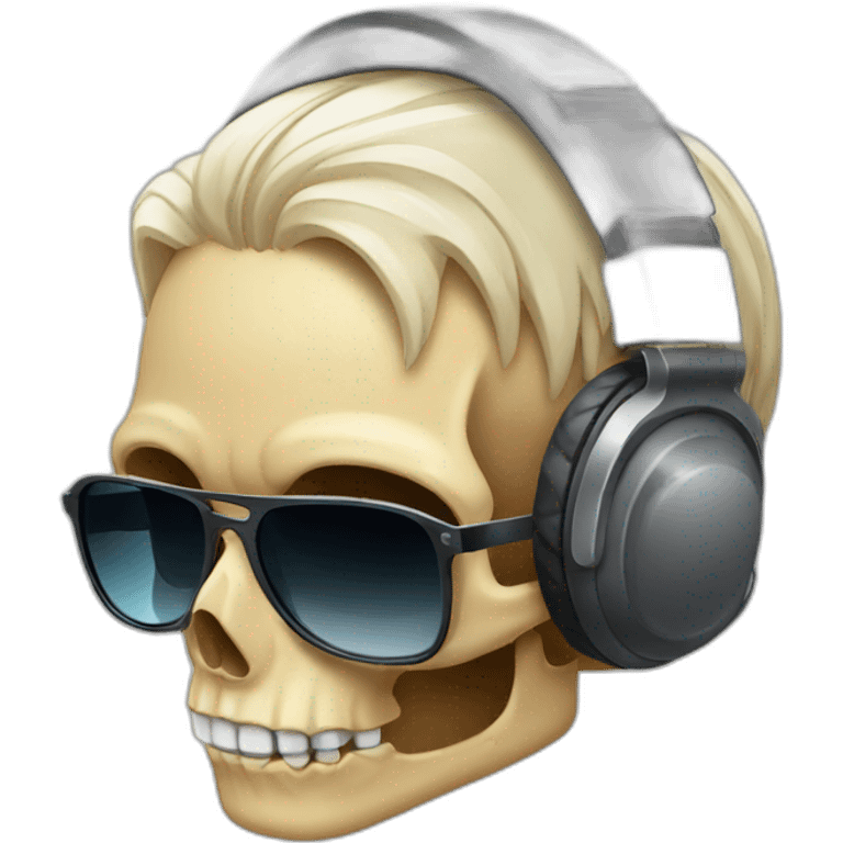 Skull,sunglasses,headphones,combover hairstyle emoji