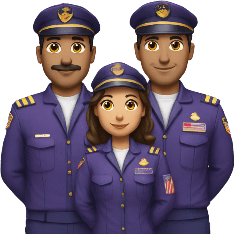 2 latino pilots one man and other woman wearing purpure uniform emoji