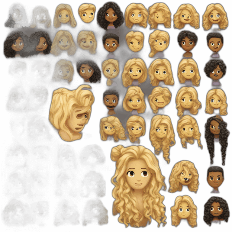 blonde guy with long hair loves black girl with curly long hair emoji