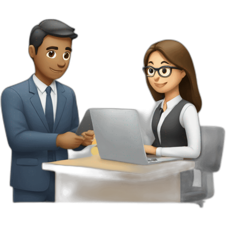 Mujer y hombre trabajando en una oficina emoji