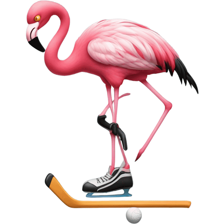 Flamingo playing hockey  emoji