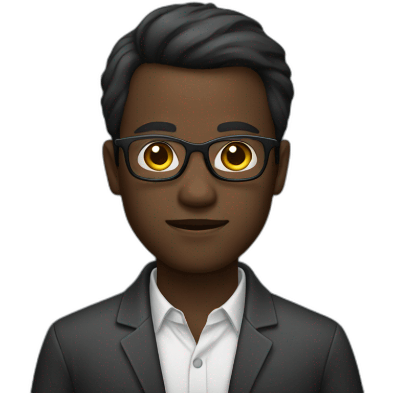 Male with dark skin and glasses on emoji