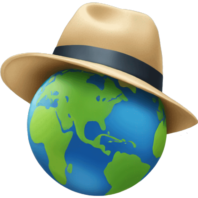 Earth wearing a fedora emoji