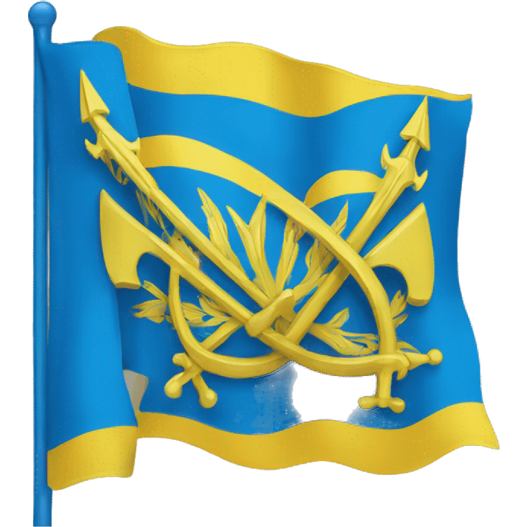 Blue flag with yellow Ukrainian trident in the middle emoji