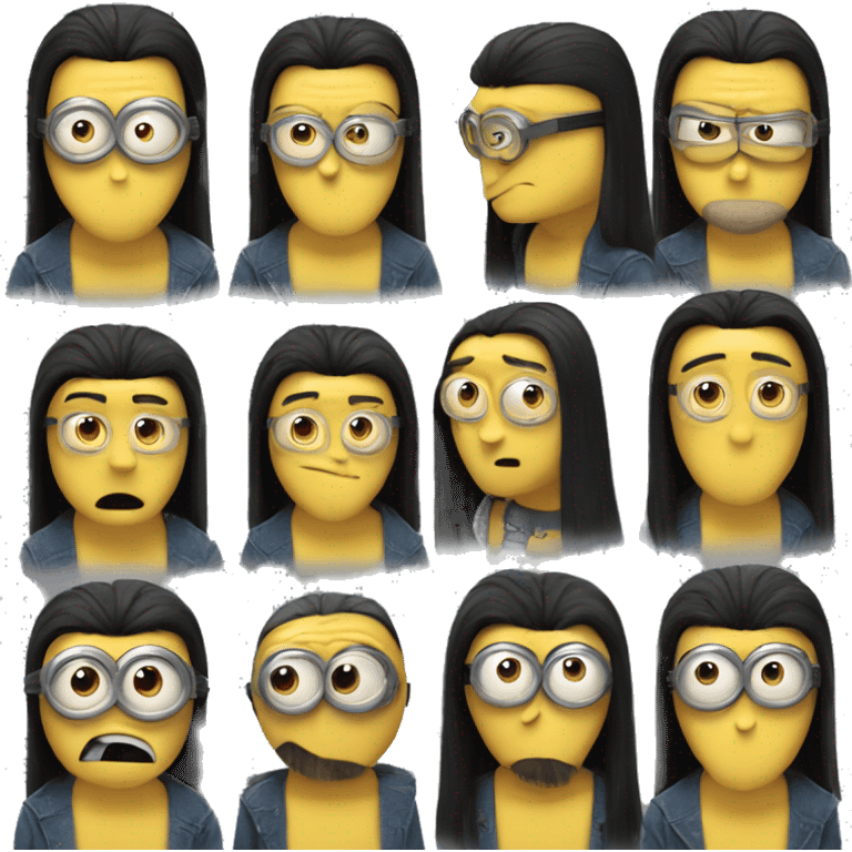 Despicable 4 character mega minion with long dark brow hair emoji