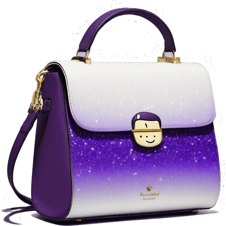 Realistic royal purple to white ombre glitter kate spade satchel purse. emoji