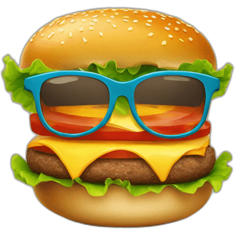 Hamburger avec des lunettes de soleil emoji