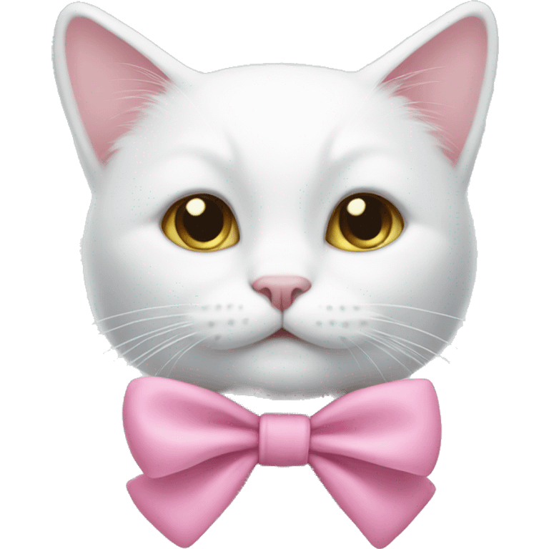 A white cat with a pink bow  emoji