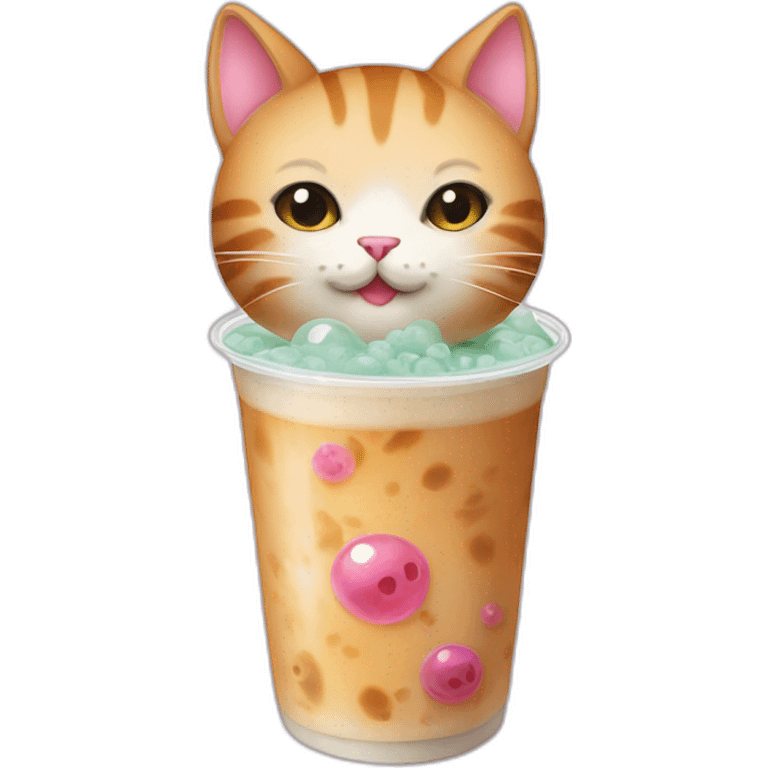 Cat drink bubble tea emoji