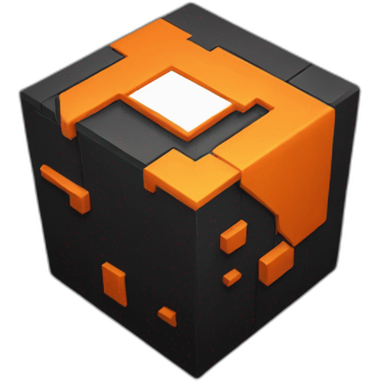 cube black with orange details emoji