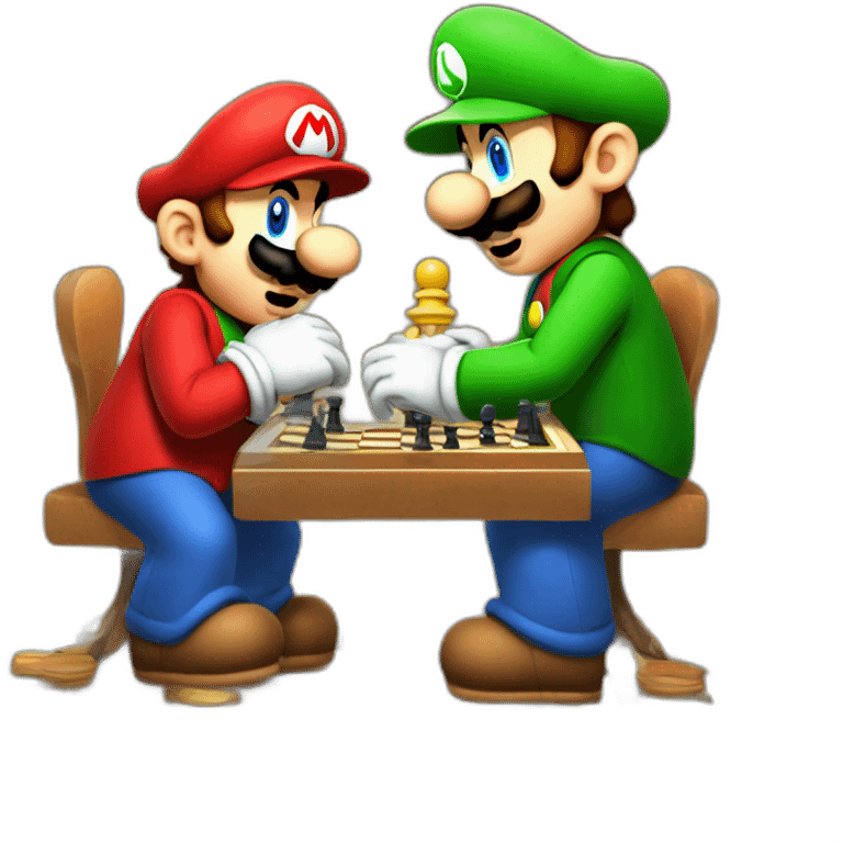 mario and luigi playing chess game emoji