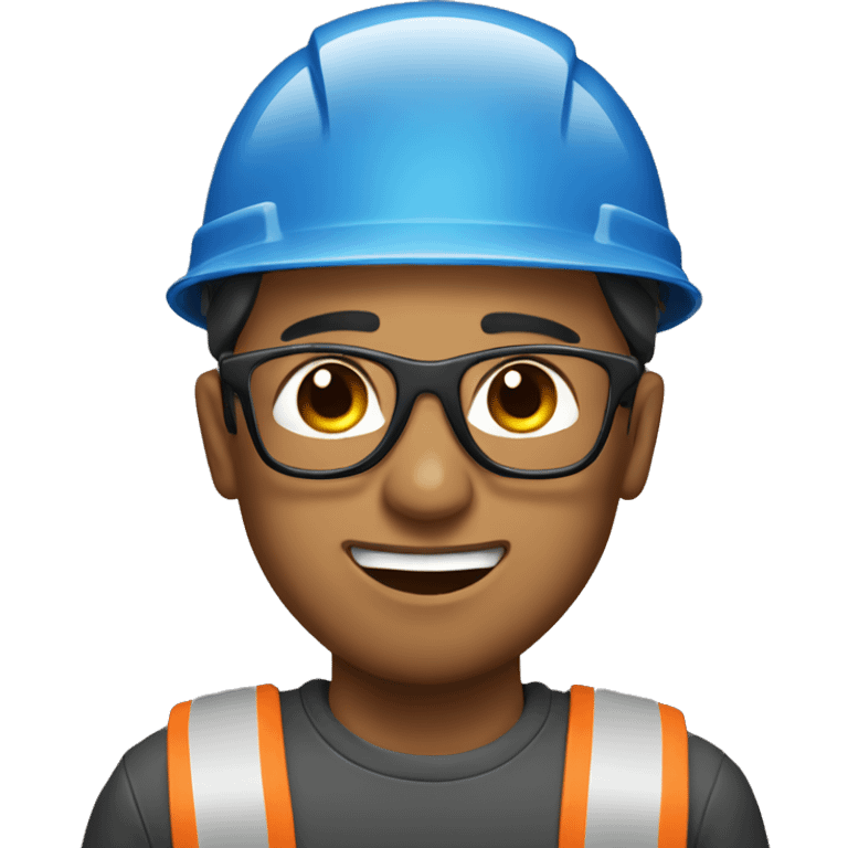 Young man with safety helmet, glases and earplugs emoji