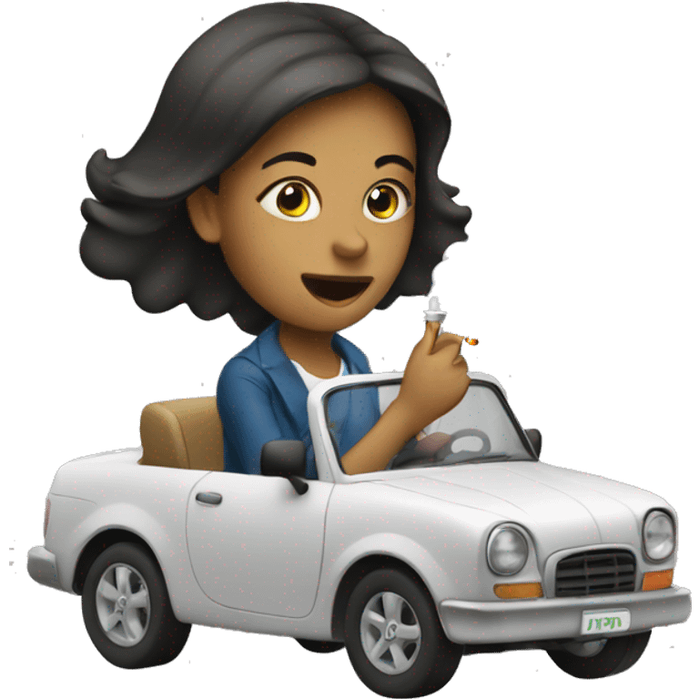 Girl driving smoking emoji