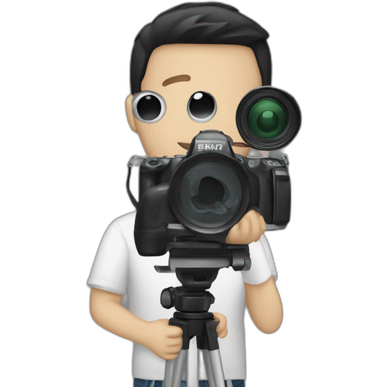 white person black hair holding a camera emoji