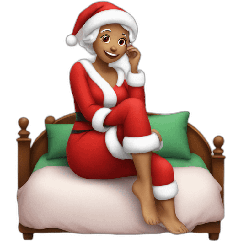 mrs santa claus sitting on bed emoji