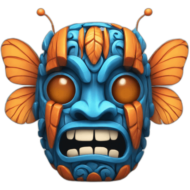 Tiki with colors blue and orange-butterfly-tornade emoji