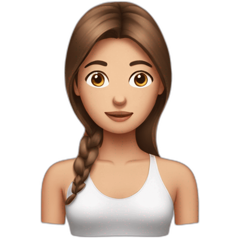 Girl with long brown hair on face massage emoji