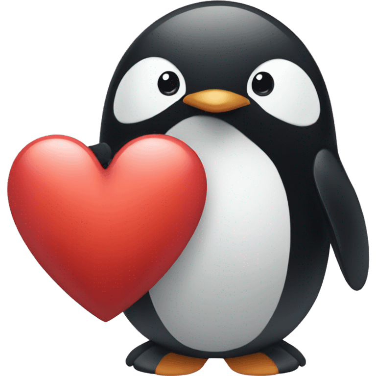 Penguin hugging a heart emoji