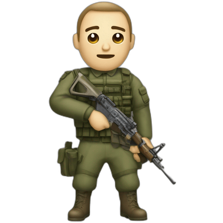 soldado ruso sucio combatiendo enfadado con fusil ak emoji