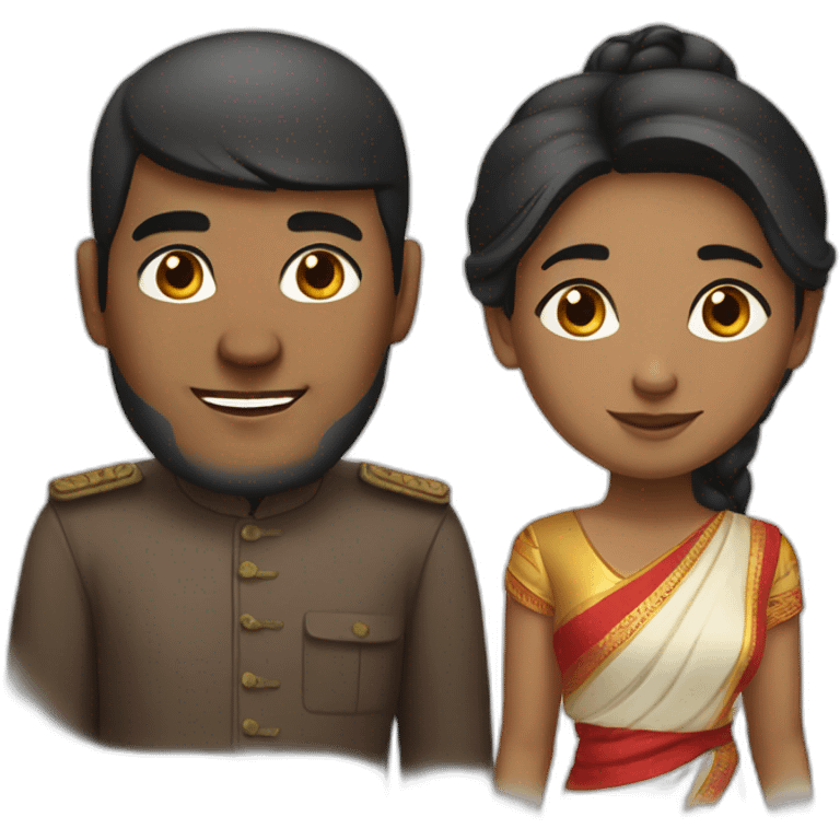 chinese man -dark skinned indian woman couple emoji