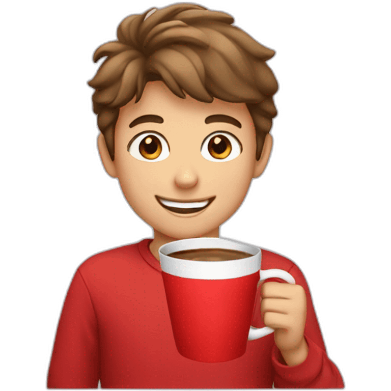 boy with red shirt smiling cup  emoji