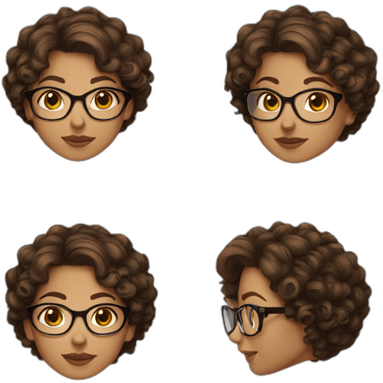 Girl-short-curly-brown-hair-maroccan-glasses emoji