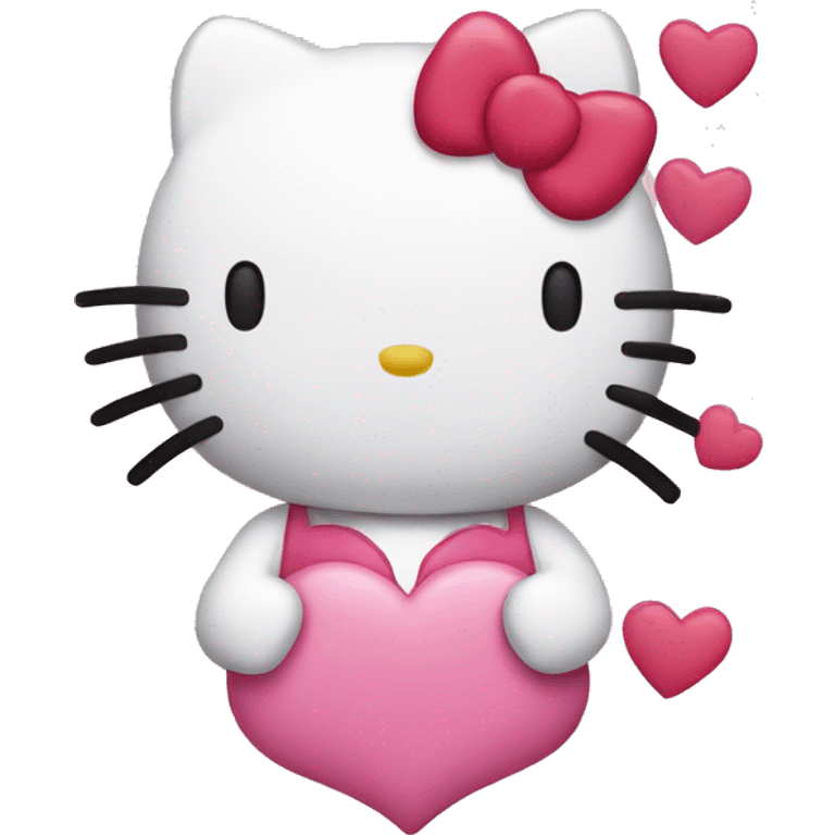 Hello kitty with hearts around emoji