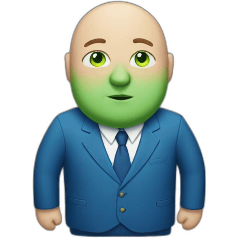 green-eyed overweight bald man in a blue suit emoji