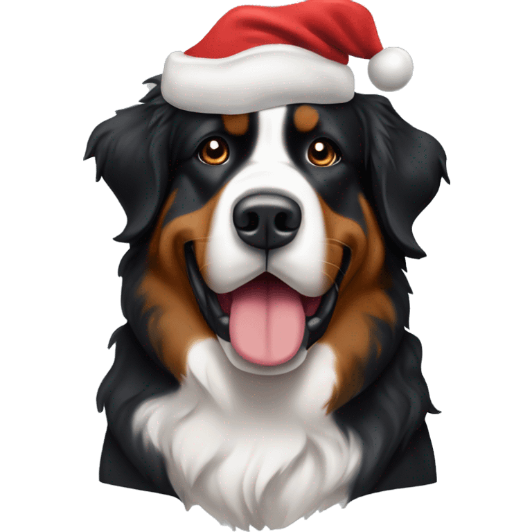  Bernese Mountain dog with a Santa hat emoji