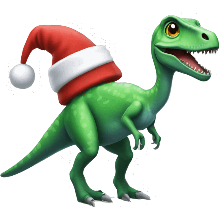 Troodon dinosaur in a Santa hat emoji