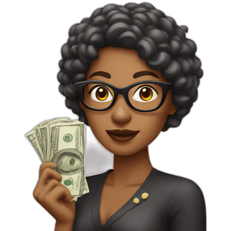 cool woman with money icon emoji